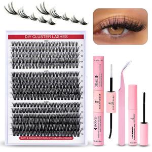Summer Eyelash Extensions Set, 1 Set False Eyelashes Set & Eyelash Tweezers & Eyelash Glue & Eyelash Remover, Professional Makeup Accessories for Women, Makeup Tool Kit Curl Lashes, Cosmetic, DIY Eyelashes Kit, Eyelash Cluster Kit