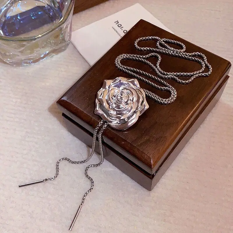 Rose Pull Flower Necklace One Multi-Wear Waist Chain Neck Chain Sweater Chain 0