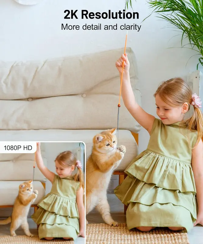 GALAYOU 2K WiFi Pet Camera, Home Security Camera Indoor for Dog, Cat, Baby Monitor Camera, 360° Wireless Camera, Motion Tracking, Night Vision, 2-Way Audio, Works with Alexa&Google Home G2 (2P) 2
