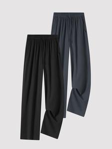 Men's Solid Color Drawstring Waist Pants, Regular Fit Casual Comfy Straight Leg Trousers for Summer, Men's Bottoms for Daily Wear, Beige