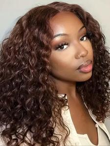 18 Inch Reddish Brown Human Hair Lace Front Wigs for Women, Gorgeous Fluffy Wigs, Human Hair Wigs for Party, Daily Use