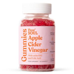 Apple Cider Vinegar Gummies by Free Soul – ACV with the Mother, Vitamin B12 & Folate | Gluten Free, Vegan, Natural | 60 Gummies