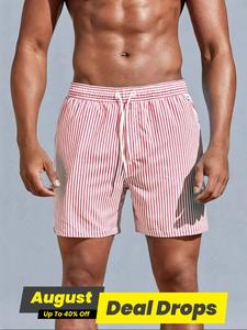 Men's Regular Fit Striped Print Shorts, Casual Comfy Breathable Shorts for Summer, Men's Bottoms for Tropical Beach Vacation, Men's Shorts, Menswear, Loungewear, Shorts for Men, Shorts Pajama, Activewear