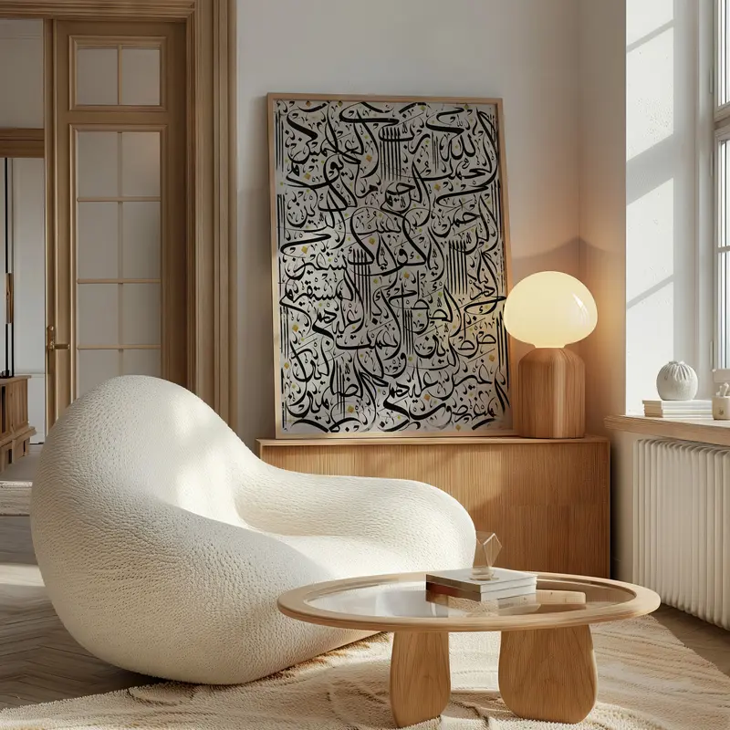 Surah Fatiha Wall Art – Arabic Calligraphy Canvas – Modern Islamic Wall Decor – Muslim Home Art – Abstract Beige Quranic Print Minimalist Artistic Decoration Room Poster 3