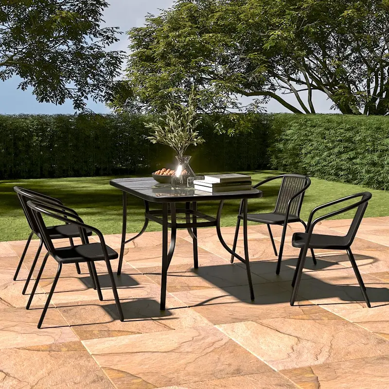 Garden Tempered Glass Wood Grain Coffee Table 3