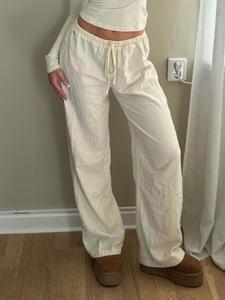 Women's Solid Straight Leg Pants, Casual Comfy Baggy Wide Leg Trousers for Summer, Basic Ladies Bottoms for Daily Wear, Minimalist Trousers for Women, Womenswear, Comfortable Fabric, Casual Chic Bottoms, Boho Fashion Trousers, Bohemian Street Trousers