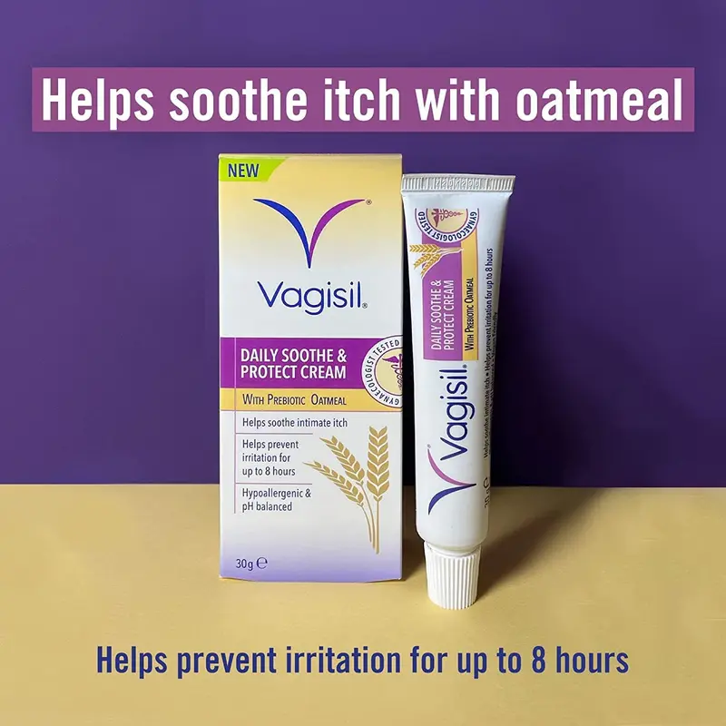 Vagisil Daily Soothe & Protect Cream For Women & Sensitive Skin With Natural Prebiotic Oatmeal, Gentle Formula For Daily Use, Fragrance Free, 30g 1