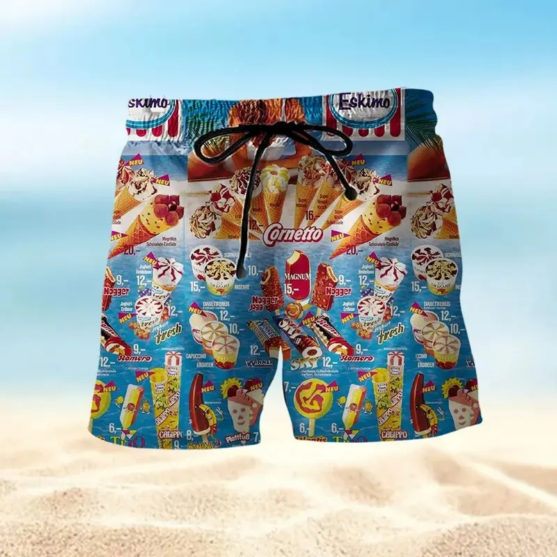 2025 Trendy Cool Fashion Ice Cream Shirts Beach Party 3d Print Hawaiian Shirt unisex Short Sleeve Oversized Blouse Lapel Shirts 1