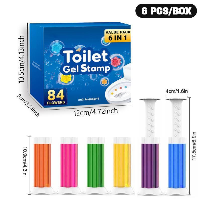 Product Introduction of Toilet cleaning Gel 6 colors /box long lasting toilet gel stamp cleaning products toilet cleaner toilet bowel deodorant gel toilet scent freshener odor removal gel Household Perfume Scented Multicolor 4