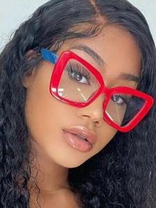 Unisex Colorblock Frame Eyeglasses, Trendy Casual Eyeglasses for Everyday Use, Fashion Accessories for Outdoor Activities