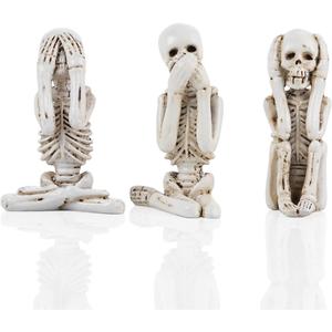 Skeleton Statue Decoration, 3 Counts/set Yoga Skull Figurine, Halloween Gothic Home Decor, Desktop Ornament for Living Room Bedroom Office