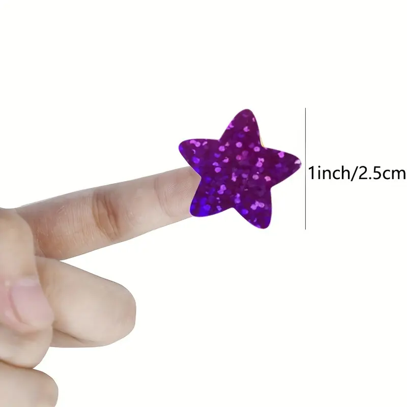 500pcs Vibrant Colorful Laser Star Stickers - Hand Decorated, Reusable, Easy to Peel, Self-Adhesive Labels for Christmas, Holiday, Birthday Party Gift, Decorations, and DIY Crafts - Perfect Gift Seal Labels for Any Occasion 3
