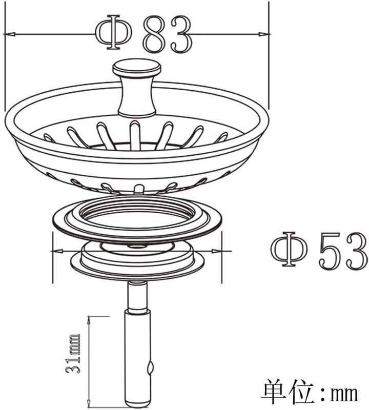 Stainless Steel Kitchen Sink Drain Strainer, Waste Plug For Kitchen Sink, Uk Sink Hole Diameter 83mm 5