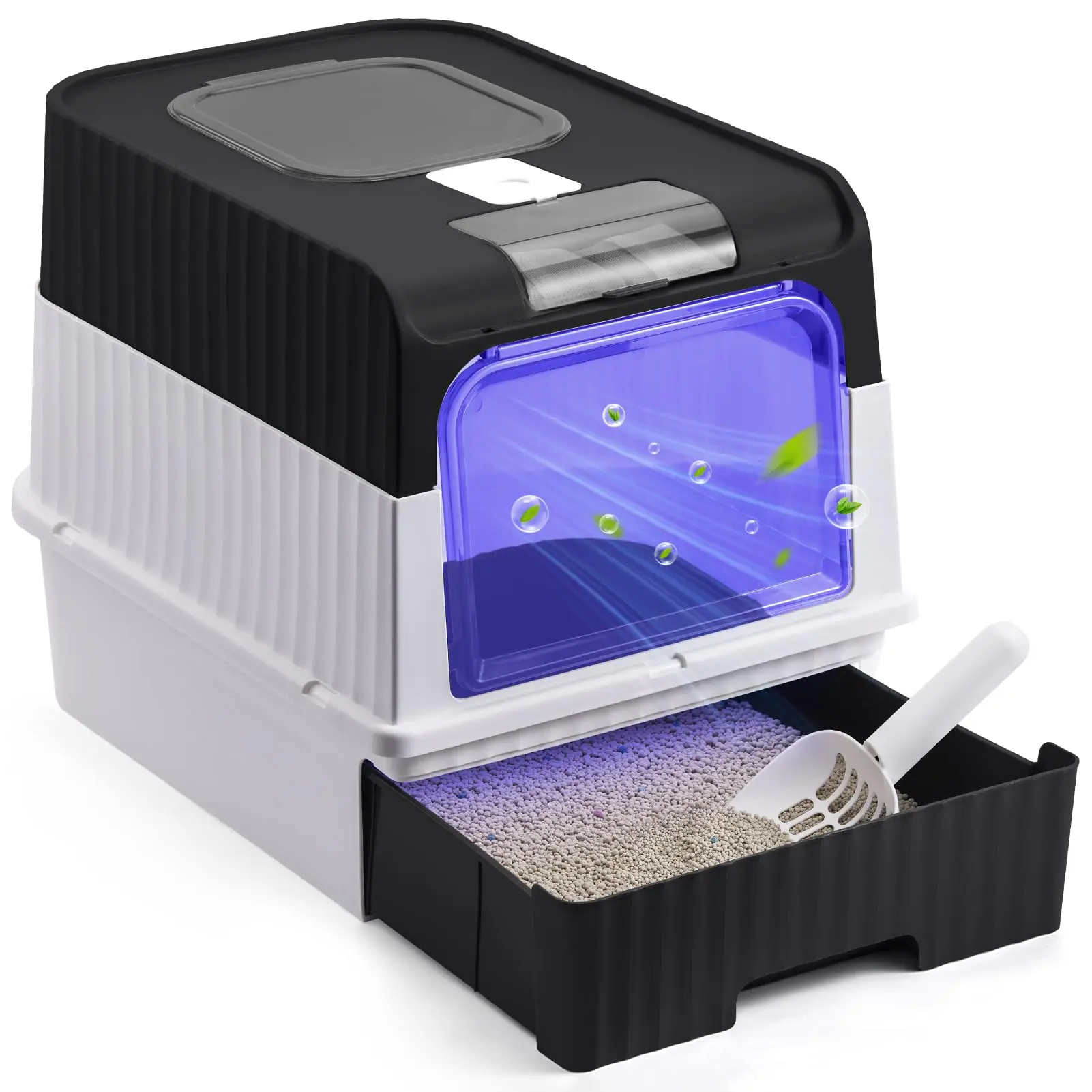 XLarge Cat Litter Box Cat Pan Drawer Anti-Splashing Cat Potty Tray Self Cleaning