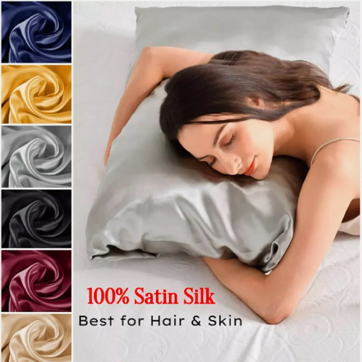 louxrious 2 Pack Satin Silk Pillowcase For Hair & Skin Pillow Cases Cover Bedding Pair UK