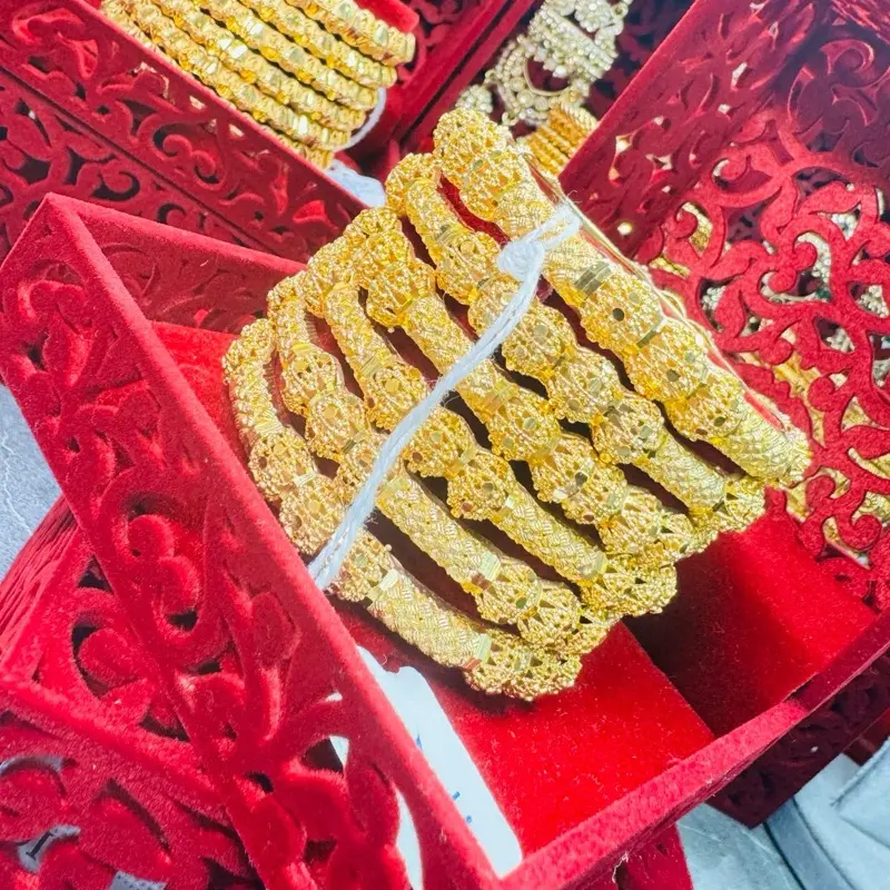 D(9) 24k Gold Plated Bangles for Parties and Weddings - Perfect Bridal or Anniversary Gift - Fashion Jewelry Accessories beautiful jewellery choker set ethnic necklace indian asian affordable desi jhumka