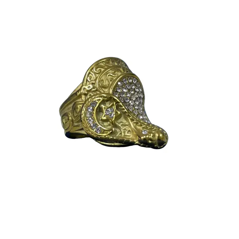 Premium Quality XXL Saddle Ring Iced out Stainless steel Gold Plated Bling Saddle Ring 0