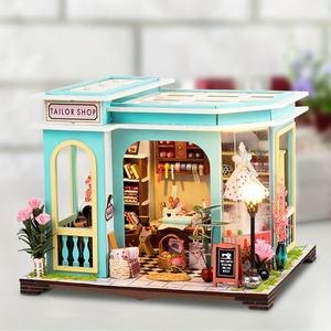 DIY Wooden Book Nook Kit, 1 Box DIY Tailor Shop Miniature Book Nook Kit, 3D Desktop Decoration Ornament, 3D Desktop Decoration Ornament, Miniature Set