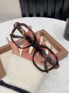 Simple Tortoise Pattern Frame Eyeglasses, Trendy Casual Eyeglasses for Women & Men, Fashion Eyeglasses for Work, Daily Clothing Decor, Perfect for Student Daily Use, Stylish Square Frames