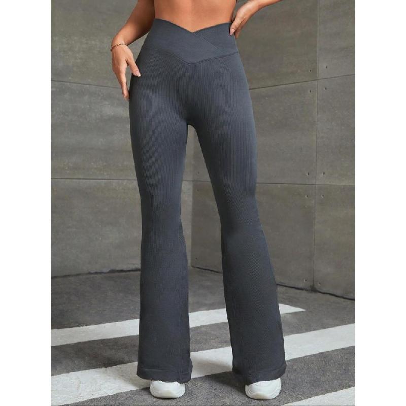 Women's ordinary high-waist bell bottoms, basic casual high-stretch overlapping waist bell bottoms, Body Shapewear, Summer wear 2025, Summer Women's Shapewear 1
