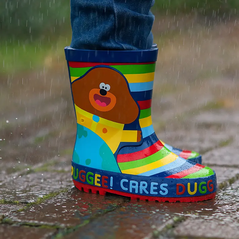 Hey Duggee Rainbow Rain Boots for Kids – Waterproof & Easy to Wear (Sizes 5–10 UK) - Duggee Cares Design 0