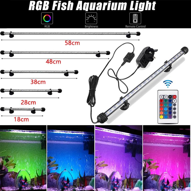 Submersible aquarium light fish tank light LED multi-color RGB waterproof fish tank light underwater crystal glass light 3-layer waterproof remote control brightening light 5