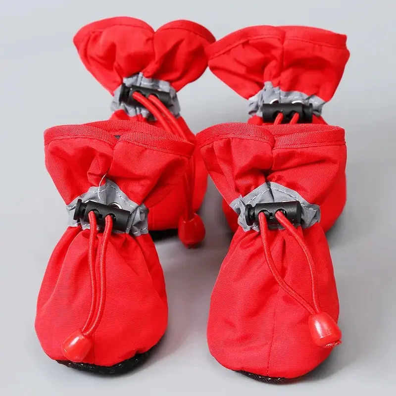 4pcs/set Waterproof Pet Dog Shoes Anti-slip Rain Boots Footwear for Small Cats Dogs Puppy Dog Pet Booties Pet Paw Accessories 7