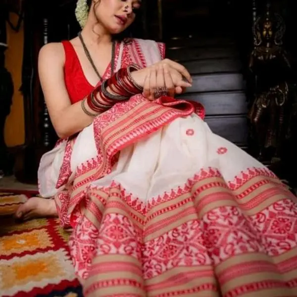 red white khadi cotto Shree Women's Casual Dress for Women - Womenswear