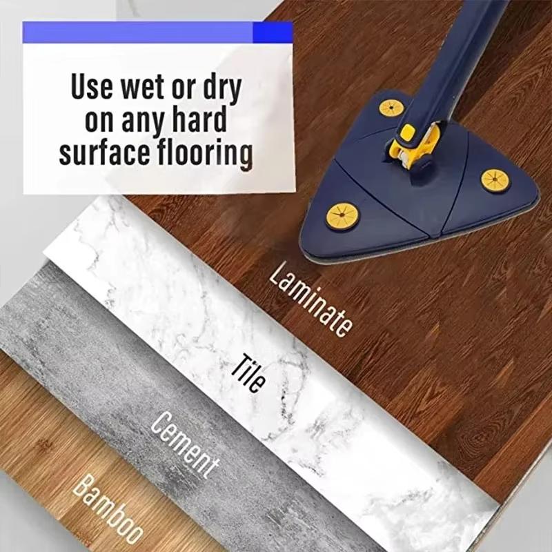 Rotatable Telescopic Triangle Mop 360° Spin Cleaning Mop Squeeze Wet And Dry Use Water Absorption For Home Floor Ceiling Tool Mop-100Cm 4