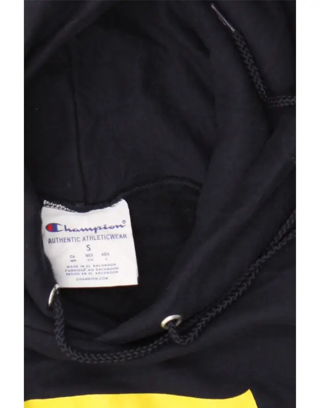 Pre-Owned Vintage CHAMPION Mens Graphic Hoodie Jumper Small Navy Blue Cotton 3