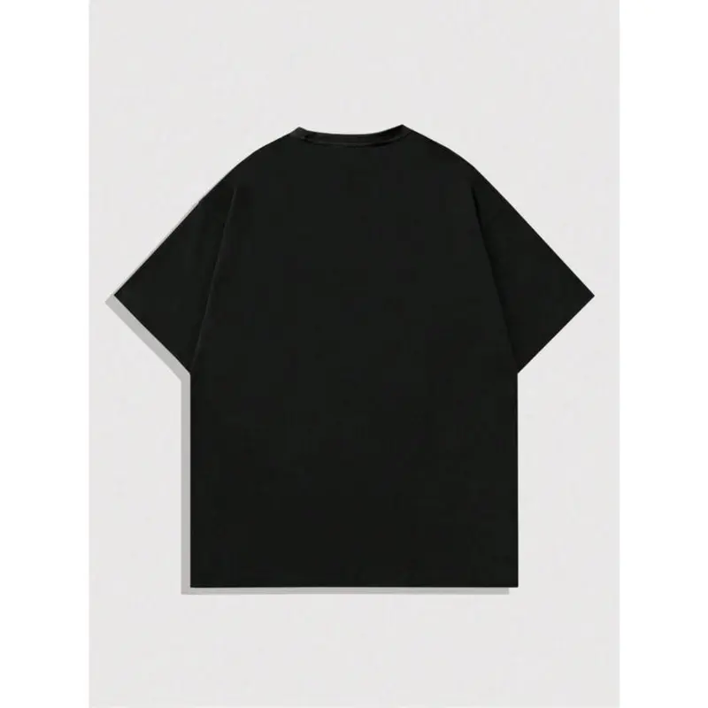 Men's Letter Print Round Neck Tee, Regular Fit Casual Short Sleeve Crew Neck T-Shirt for Summer, Fashion Men's Top for Daily Wear 1