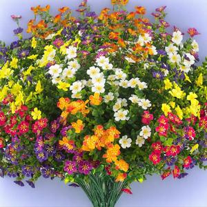 Artificial Mixed Flower, Outdoor UV Resistant Colorful Simulated Flower, Vibrant Faux Flowers Outdoor Fake Flowers for Home Garden Porch, Garden Ornaments, Flower Arrangement, Decorations Supplies, Artificial Flowers For Outside