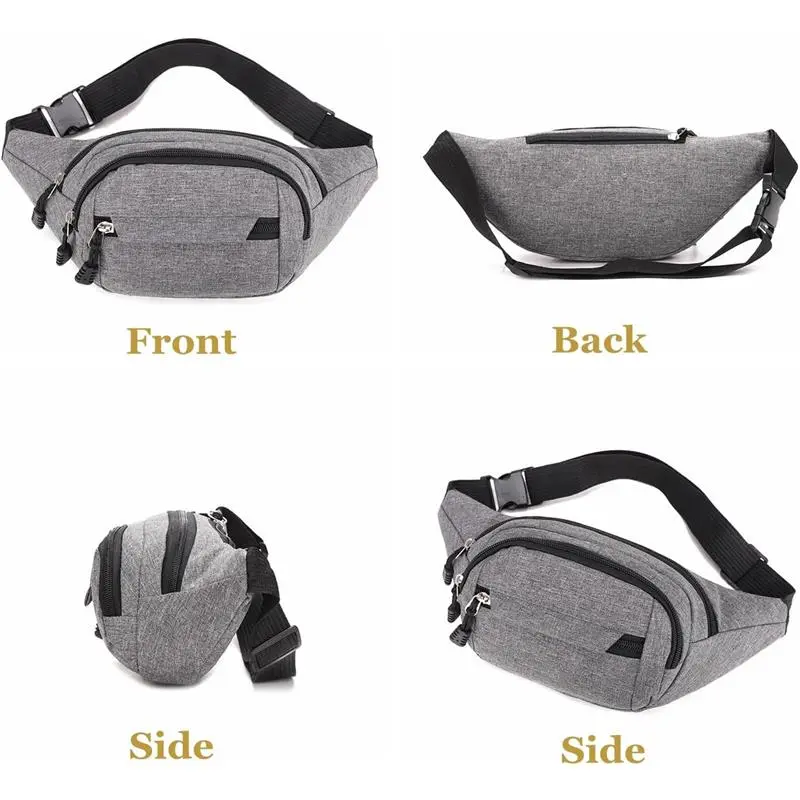 Bubag Waist Bag, Waterproof 4 Zip Pockets Fanny Pack Running Waist Pack Bag Adjustable Belt Waistpacks for Outdoors,Travel,Sport, Hiking 2