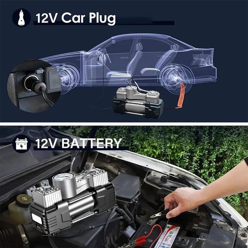 Electric Air Pump with Digital Pressure Gauge for Car Tires - Portable Tire Inflator with 60cm Inflatable Tube 4