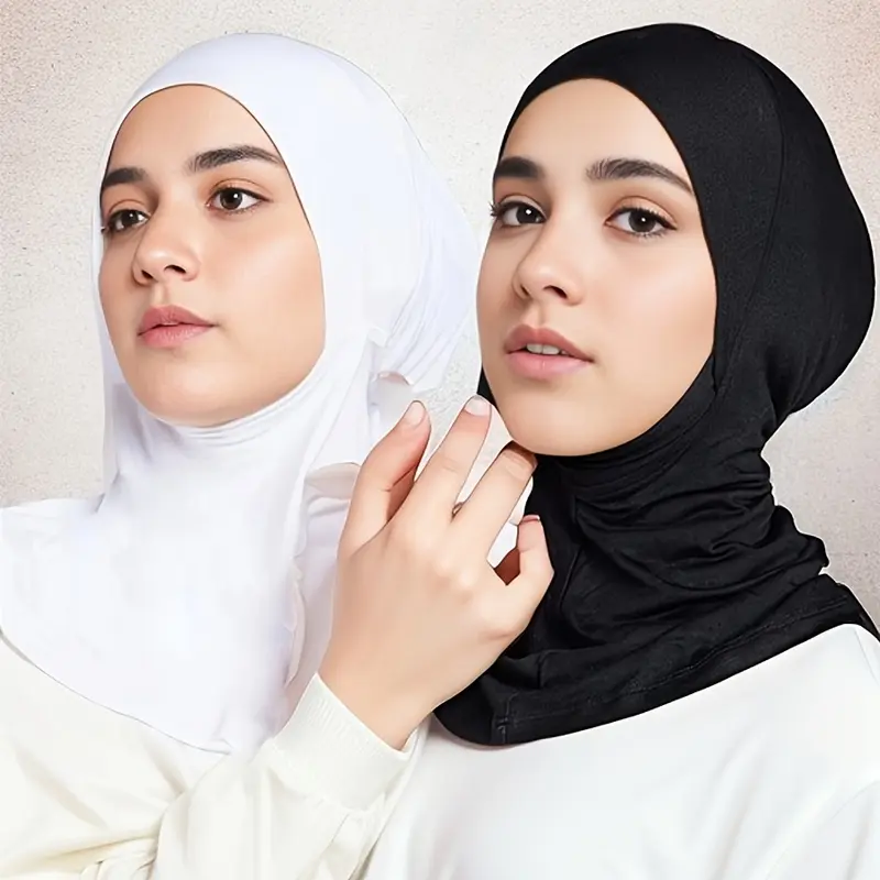 2pcs Thin Breathable Elastic Turban Cap - Hijab Cap Ramadan Hat Elegant Style Muslim Head Wrap Gifts For Eid 1