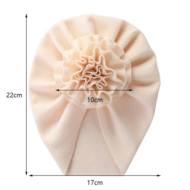 Product Introduction of Big Blossom Flower Ribbed Turban Baby Hats Topknot Cotton Cap Toddler Boy Girl Headwraps Bonnet Newborn Beanies Kids Accessories 1