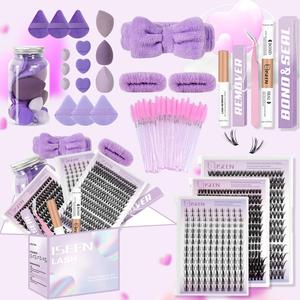 Professional Fake Lashes Makeup Set, 74pcs/set Natural Fluffy False Eyelashes & Lash Glue & Lash Remover & Tweezers & Powder Puff & Wristband & Headband, Cosmetic, Eyelash Extension Tweezers