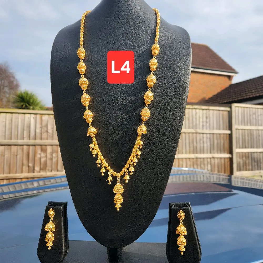 Gold Plated 2 layer long boll chain- Stylish Jewelry for Fashionable Ladies