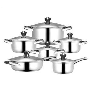 Stainless Steel Cookware Set, 12pcs/set Non-stick Cookware Set with Glass Lid & Handle, Kitchen Cooking Set for Gas/Induction