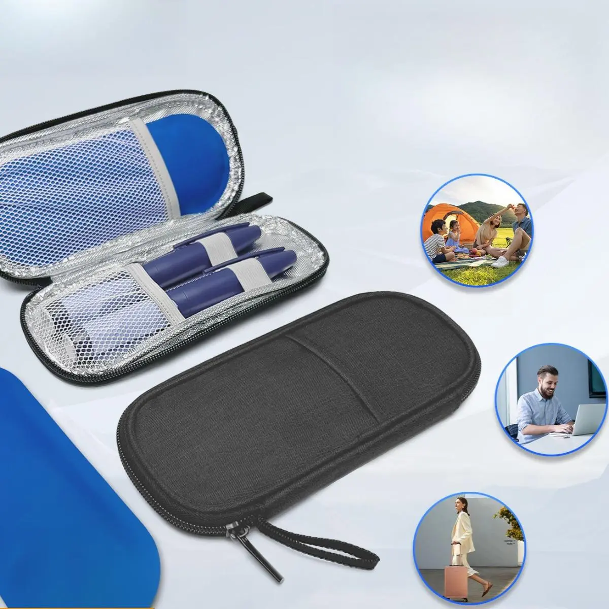 Insulin Pen Cooler, Travel Case Diabetic Medication Insulated Cool Organizer with 1 Reusable Ice Packs for Insulin Pen and Other Diabetic Supplies for The Daily Life and Trip Travel Accessories