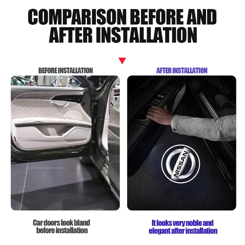 2/4Pcs Car Logo Projector Induction Lamp Side Door Welcome Light for Nissan X-trail Micra Juke Teana Qashqai Nismo Sylphy Leaf 5