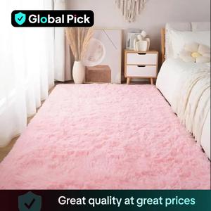 Solid Color Fluffy Rug, 1 Count Non-slip Soft Thickened Floor Mat, Decorative Carpet for Home Living Room Bedroom Hotel Dormitory