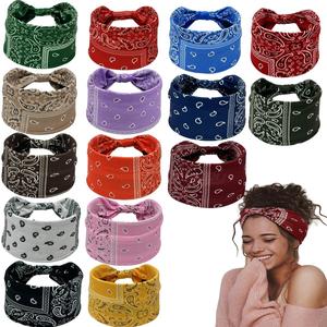 Women's Paisley & Floral & Plain & Butterfly Pattern Sports Hairband, 15pcs Sweat Absorbing Elastic Hair Band, Hair Accessories for Yoga, Fitness, Sports