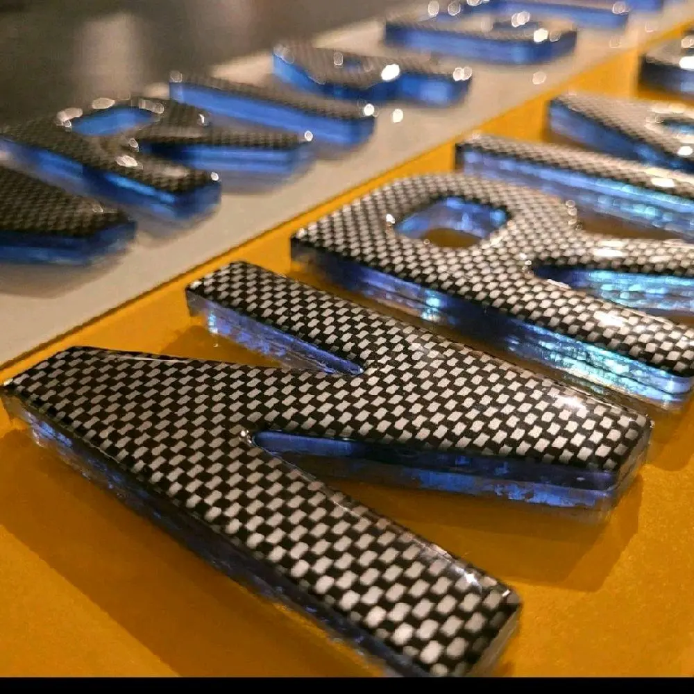 6mm Neon Blue 4D with Carbon Gel Car Number Plates