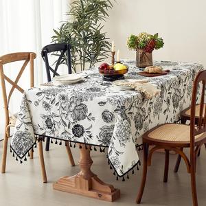 Floral Design Tablecloth, 1 Count Boho-style Tablecloth, Table Decoration Supplies for Home Dining Room Wedding Birthday Festival Party, Home Essentials
