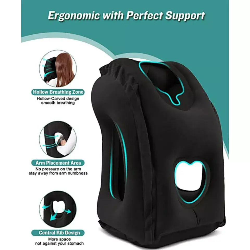 Inflatable Air Cushion Travel Pillow for Airplane Office Nap Rest Neck Head Chin