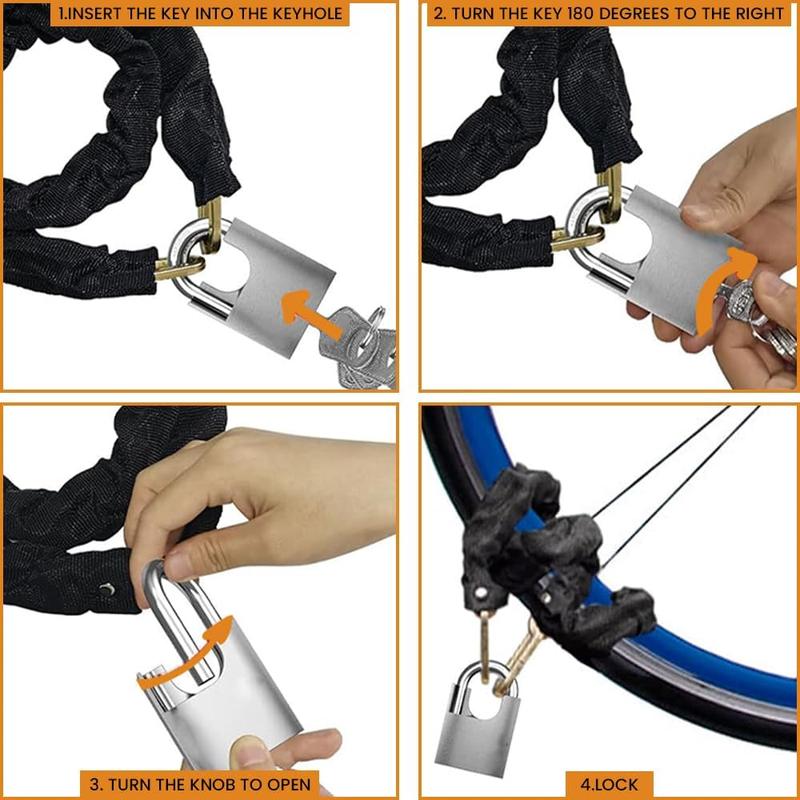 Heavy Duty Motorbike Lock with Padlock | 6mm x 1.2m | Motorcycle & Scooter Lock with Security Chain 3
