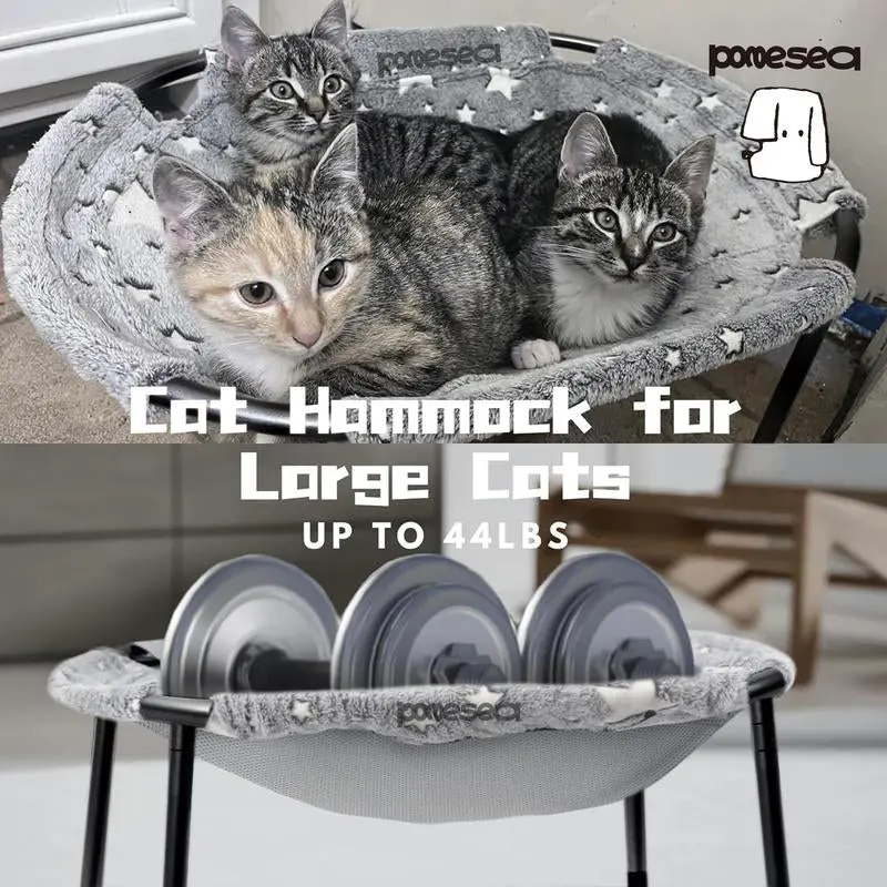 POMESEA Napping Spot,Desk & Floor Cat Hammock,Soft Elevated Pet Bed for Dogs & Cats, Glow in the Dark,Raised Cozy Hammock,Cat Lounge Furniture 4