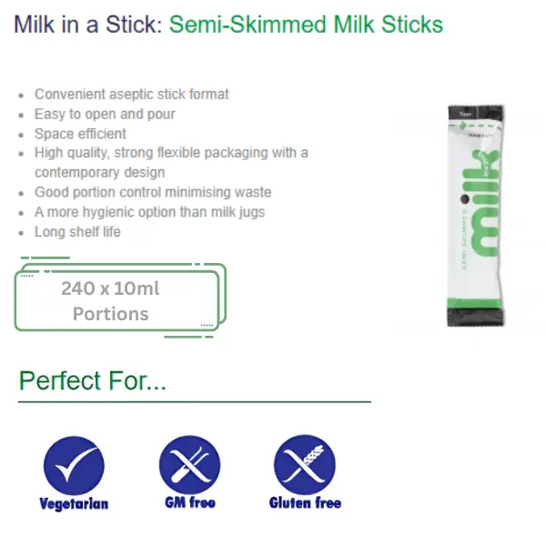 Lakeland Semi Skimmed Milk Sticks 240 x 10ml Single Servings 3