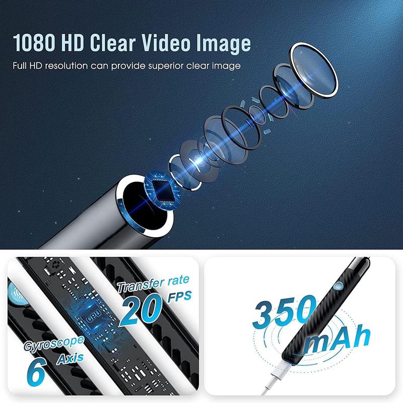 Product Introduction of Ear Wax Removal - Earwax Remover Tool with 8 Pcs Ear Set - Ear Canal Cleaner with 1080P Camera - FSA HSA Eligible - Ear Cleaning Kit with 6 Ear Spoon - Ear Camera for iOS & Android (Black) 2